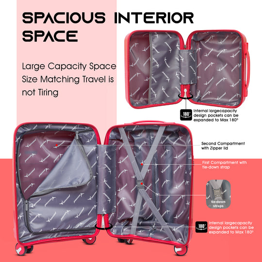 Travel luggage trolley travel suitcase set of 2 luggage trolley set of 2#color_red