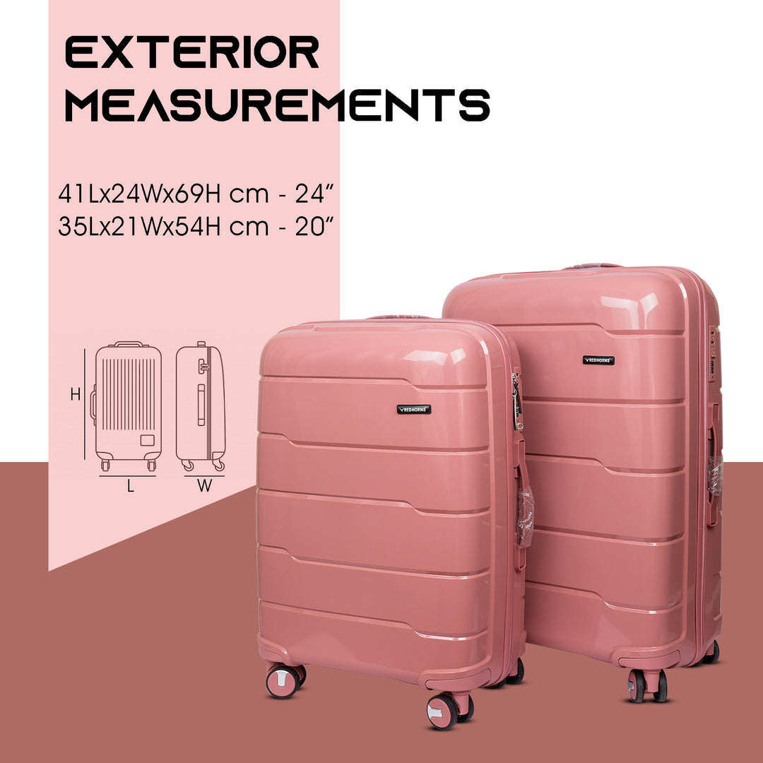 Travel luggage trolley travel suitcase set of 2 luggage trolley set of 2#color_rose