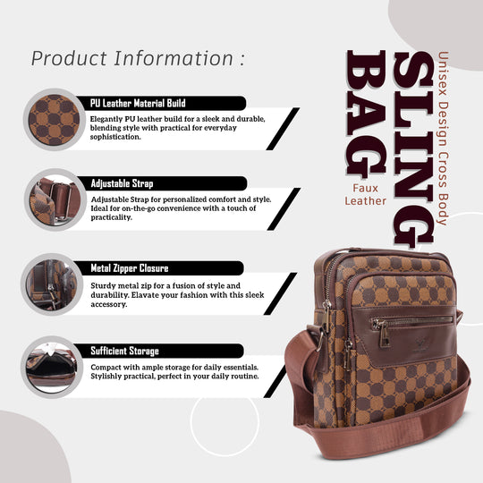 Crossbody sling bag leather messenger bag men bag#color_brown