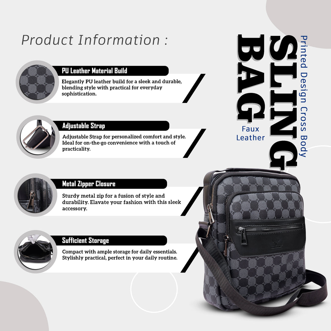 Crossbody sling bag leather messenger bag men bag#color_grey