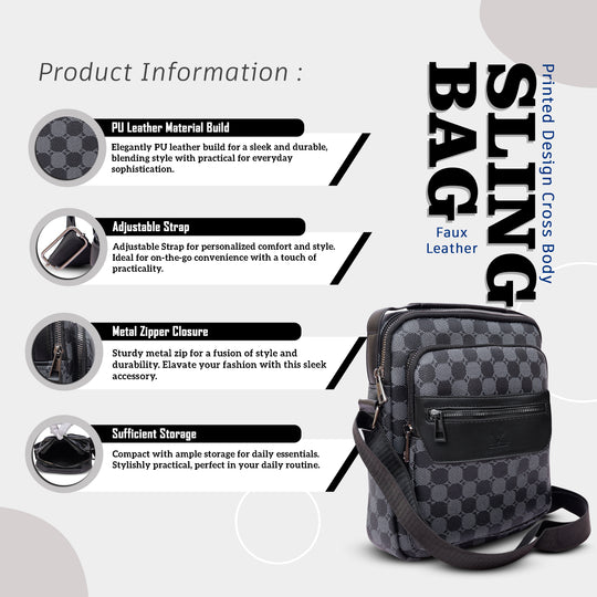 Crossbody sling bag leather messenger bag men bag#color_grey