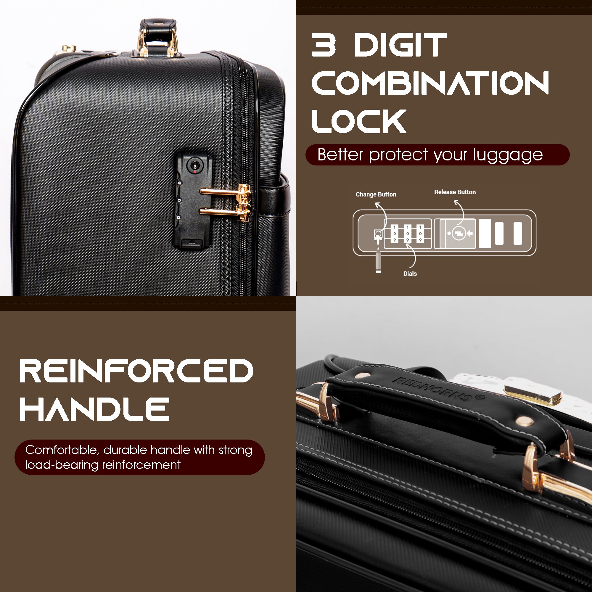 Trolley bag luggage trolley bags tsa lock cabin suitcase#color_black