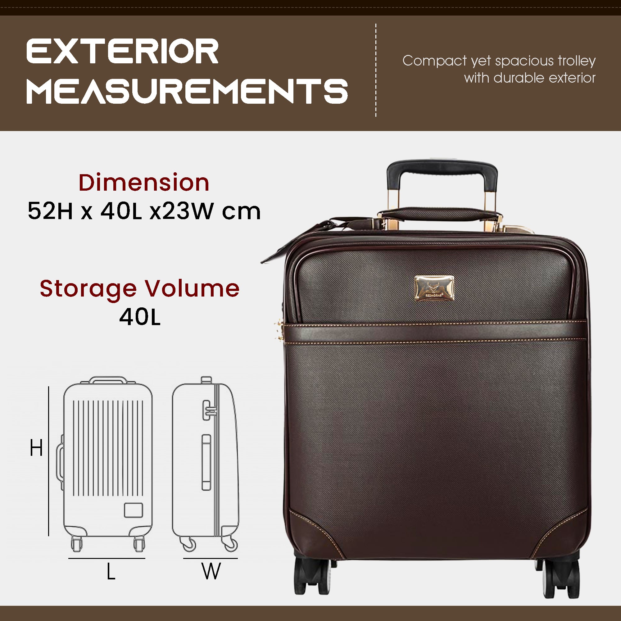 Trolley bag luggage trolley bags tsa lock cabin suitcase#color_brown