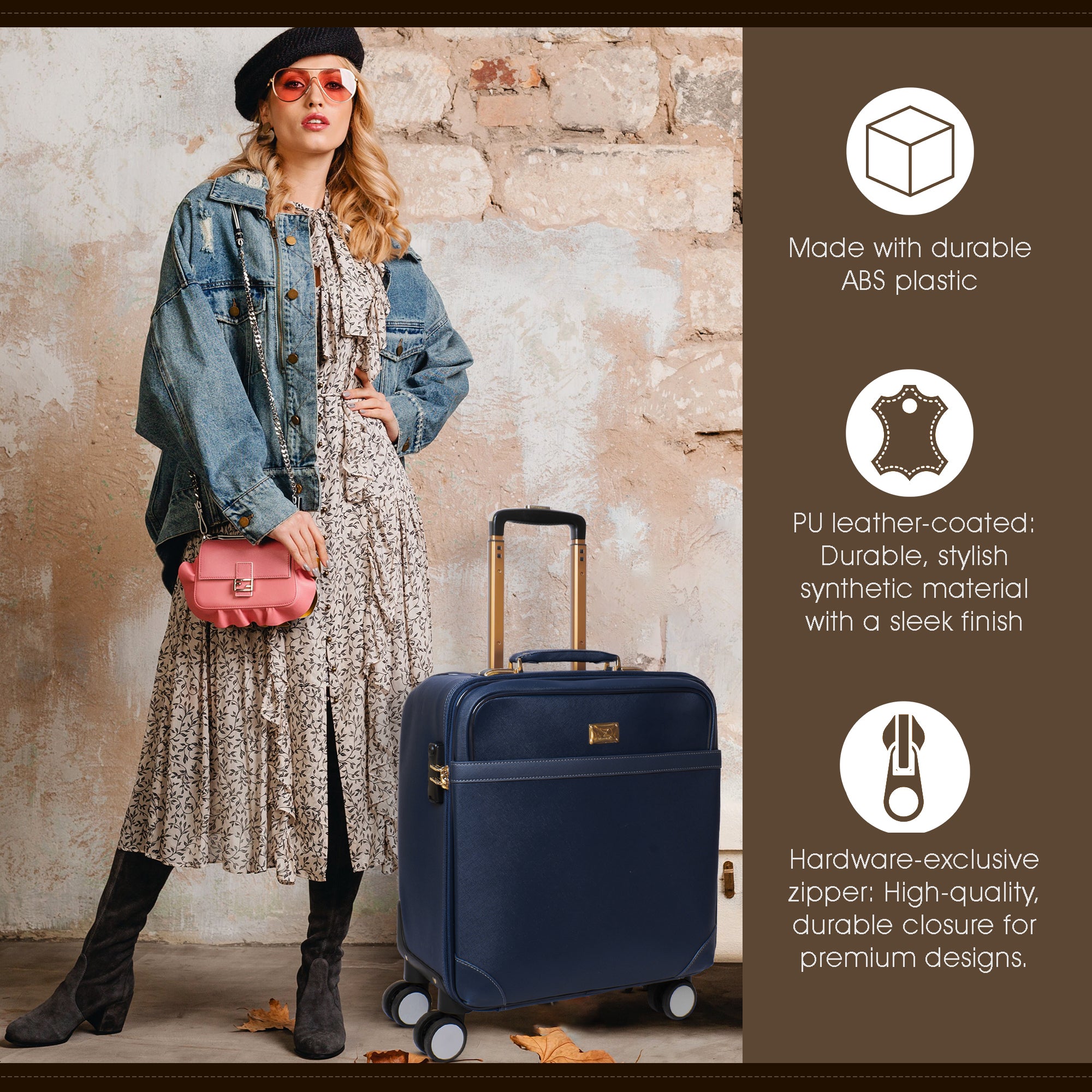 Trolley bag luggage trolley bags tsa lock cabin suitcase#color_blue