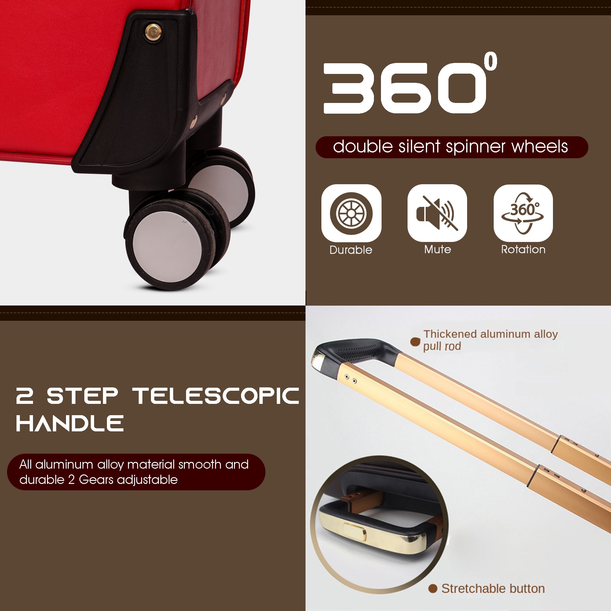 Luggage trolley bags cabin suitcase trolley bag suitcase#color_red