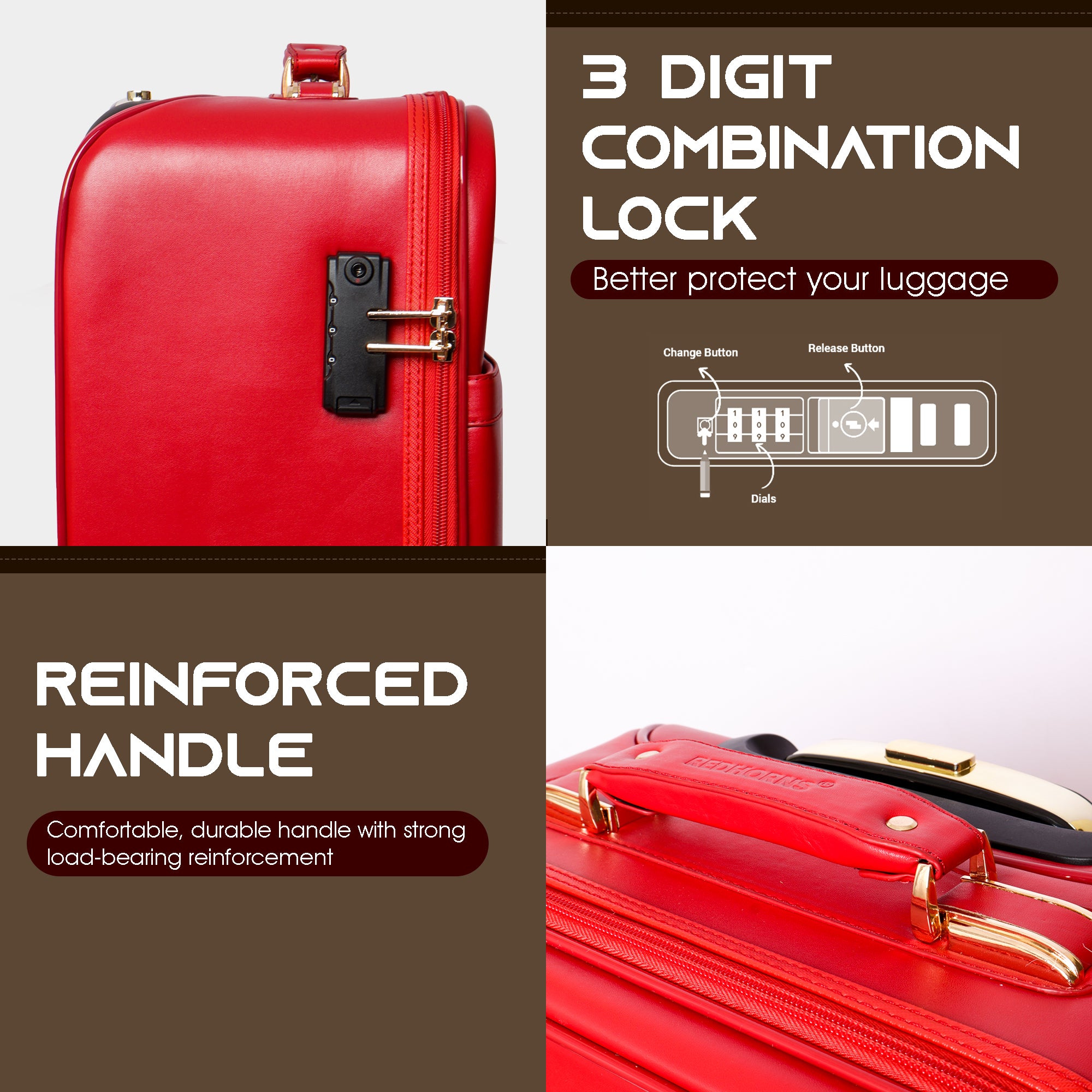Luggage trolley bags cabin suitcase trolley bag suitcase#color_red