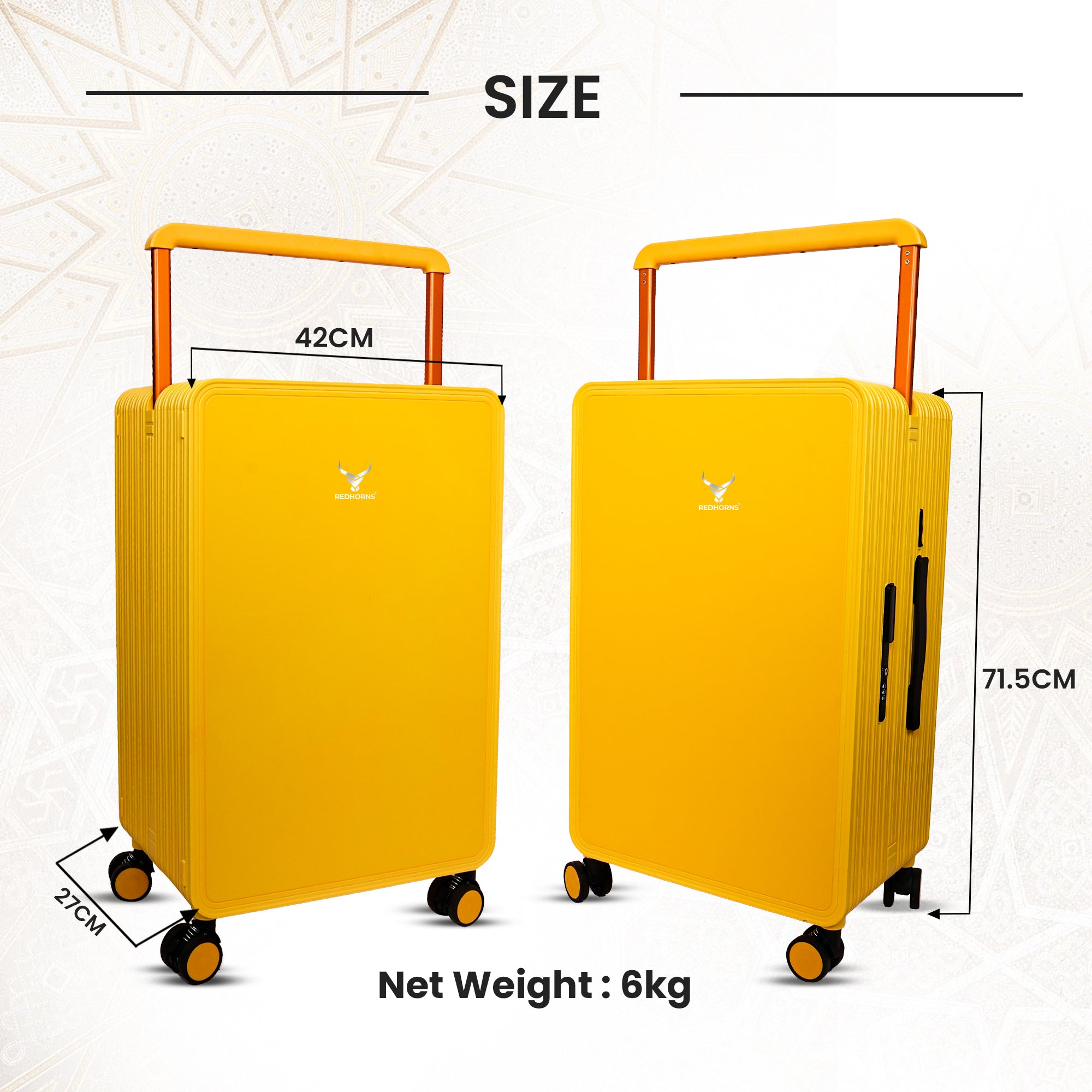 Lightweight luggage trolley bag #color_yellow