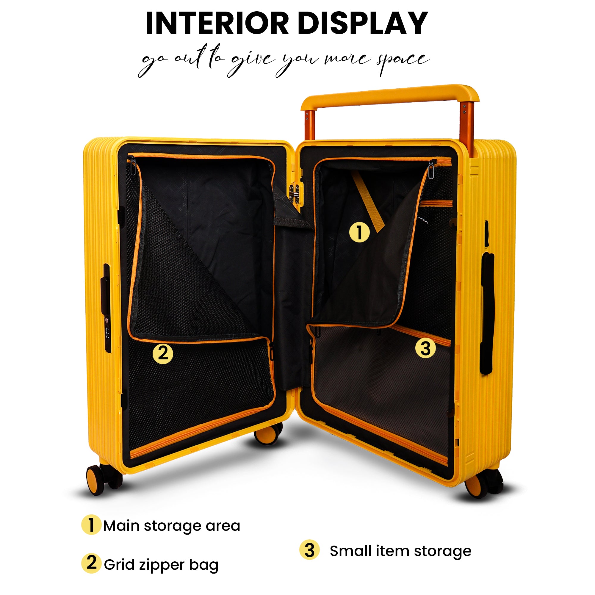 Lightweight luggage trolley bag #color_yellow