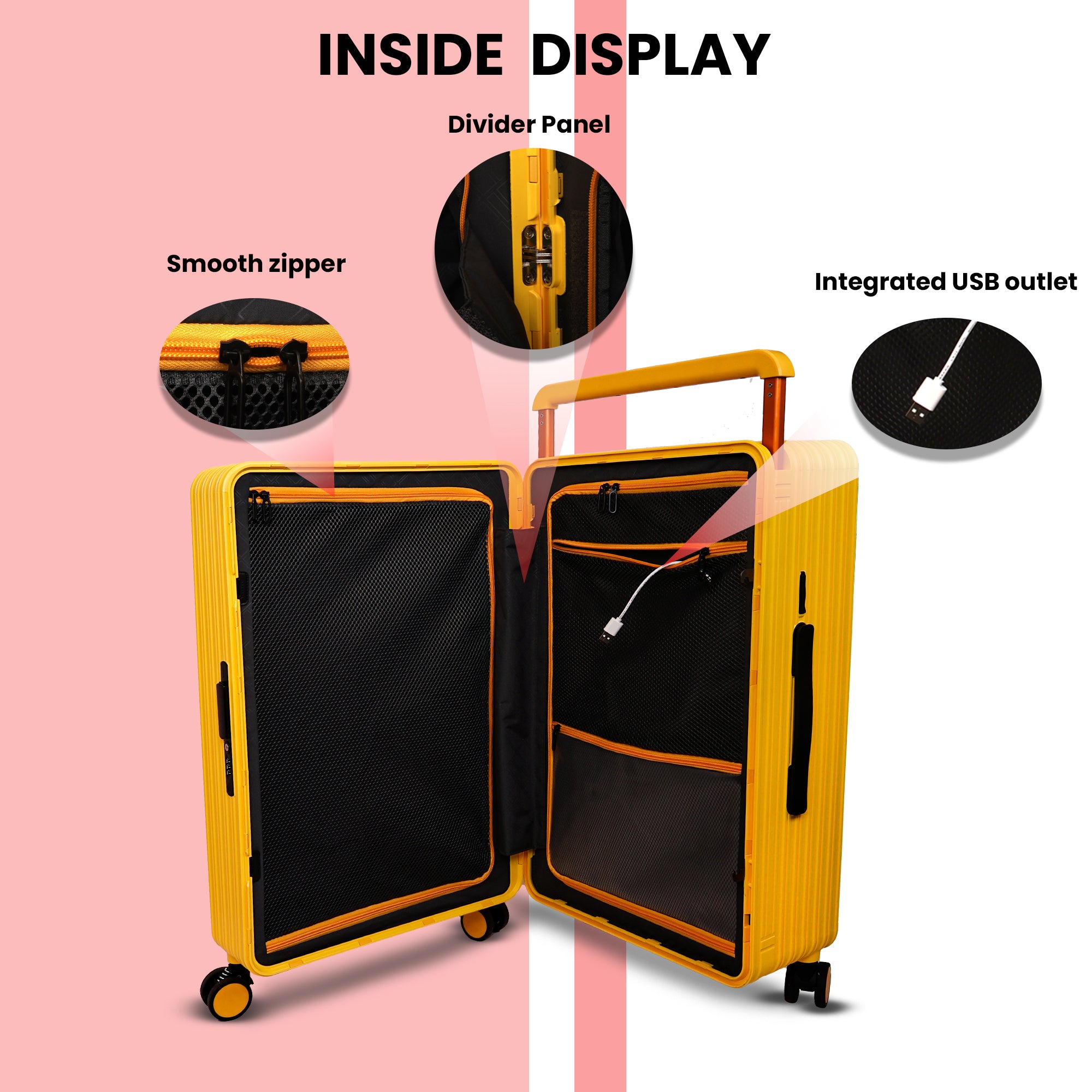 Lightweight luggage trolley bag #color_yellow