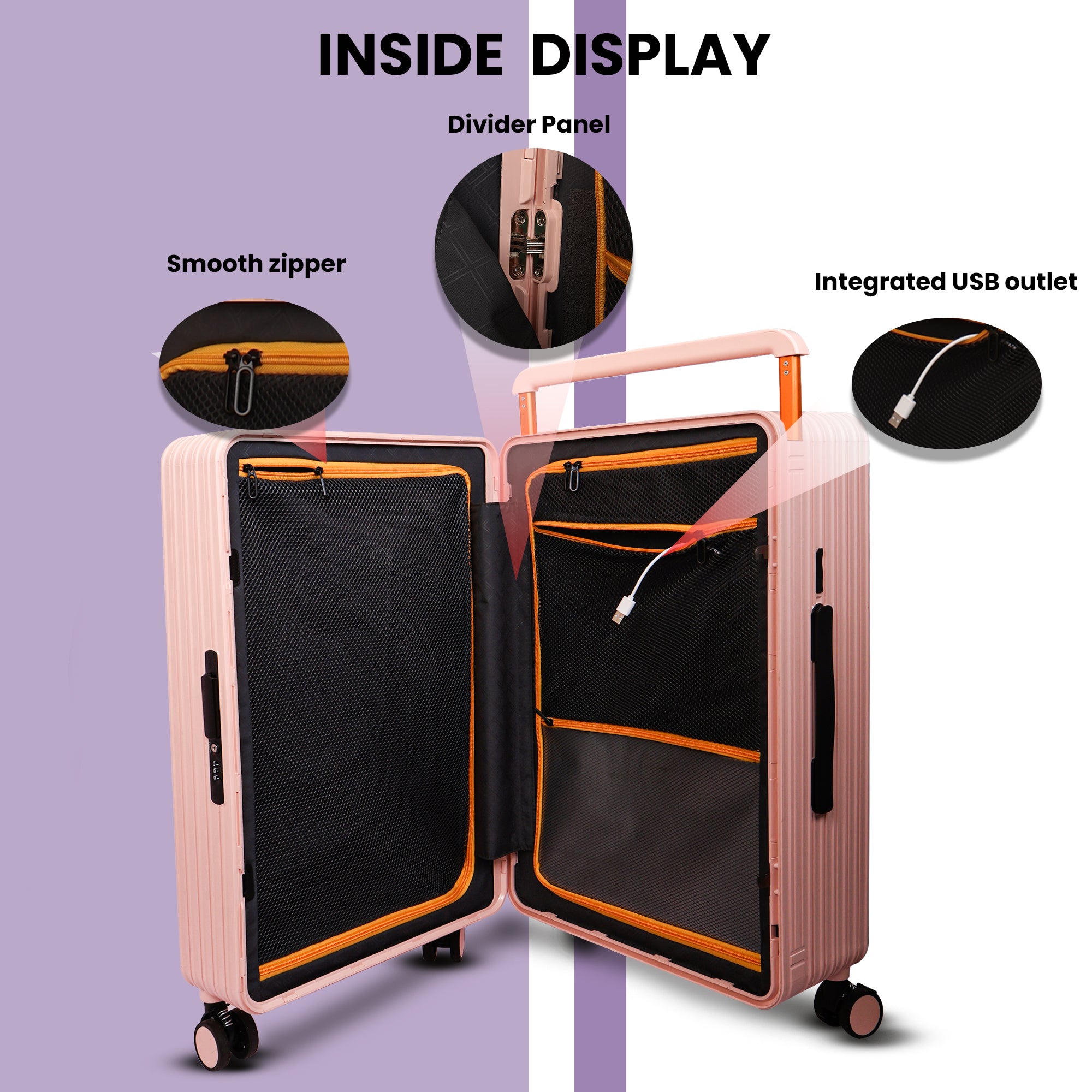 Lightweight luggage trolley bag #color_pink