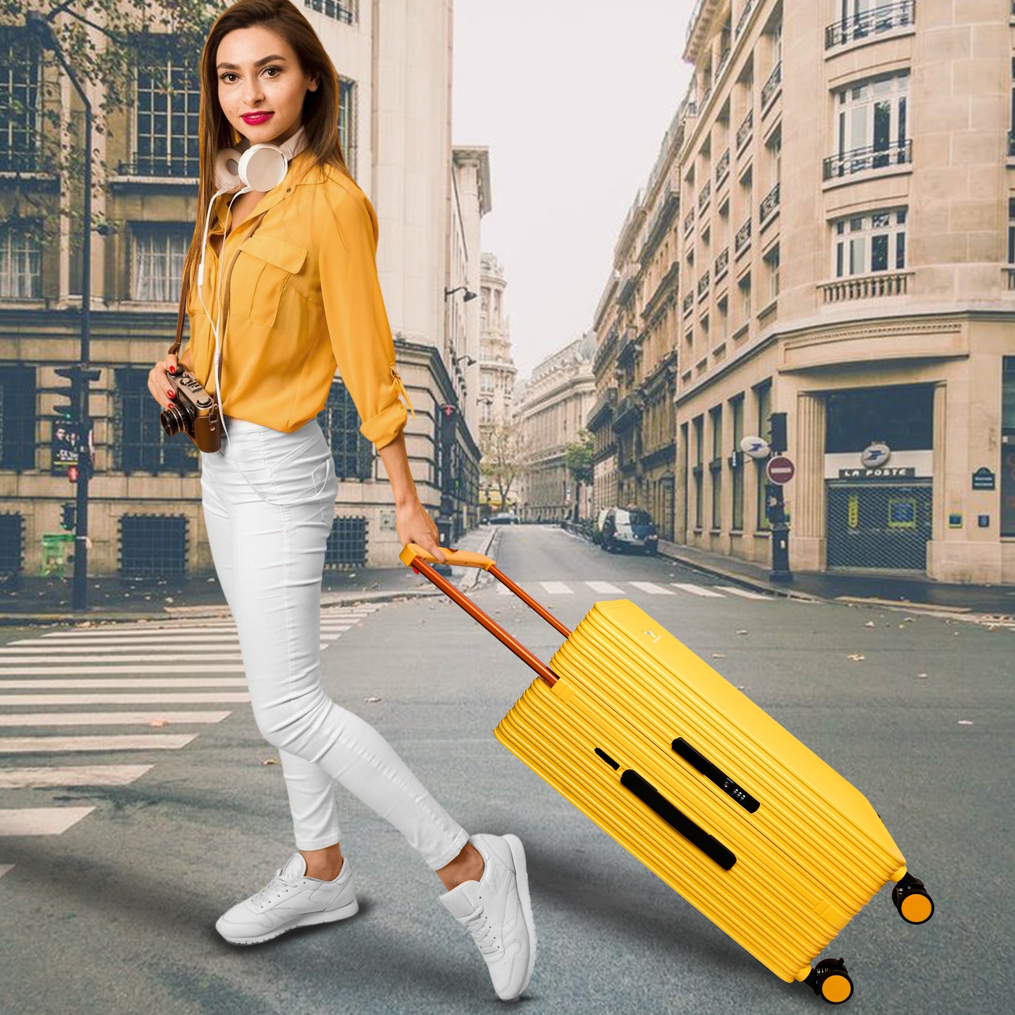 Lightweight luggage trolley bag #color_yellow