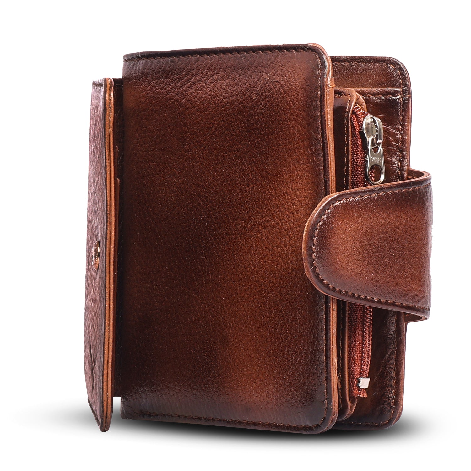Rfid protected men leather wallet#color_brown