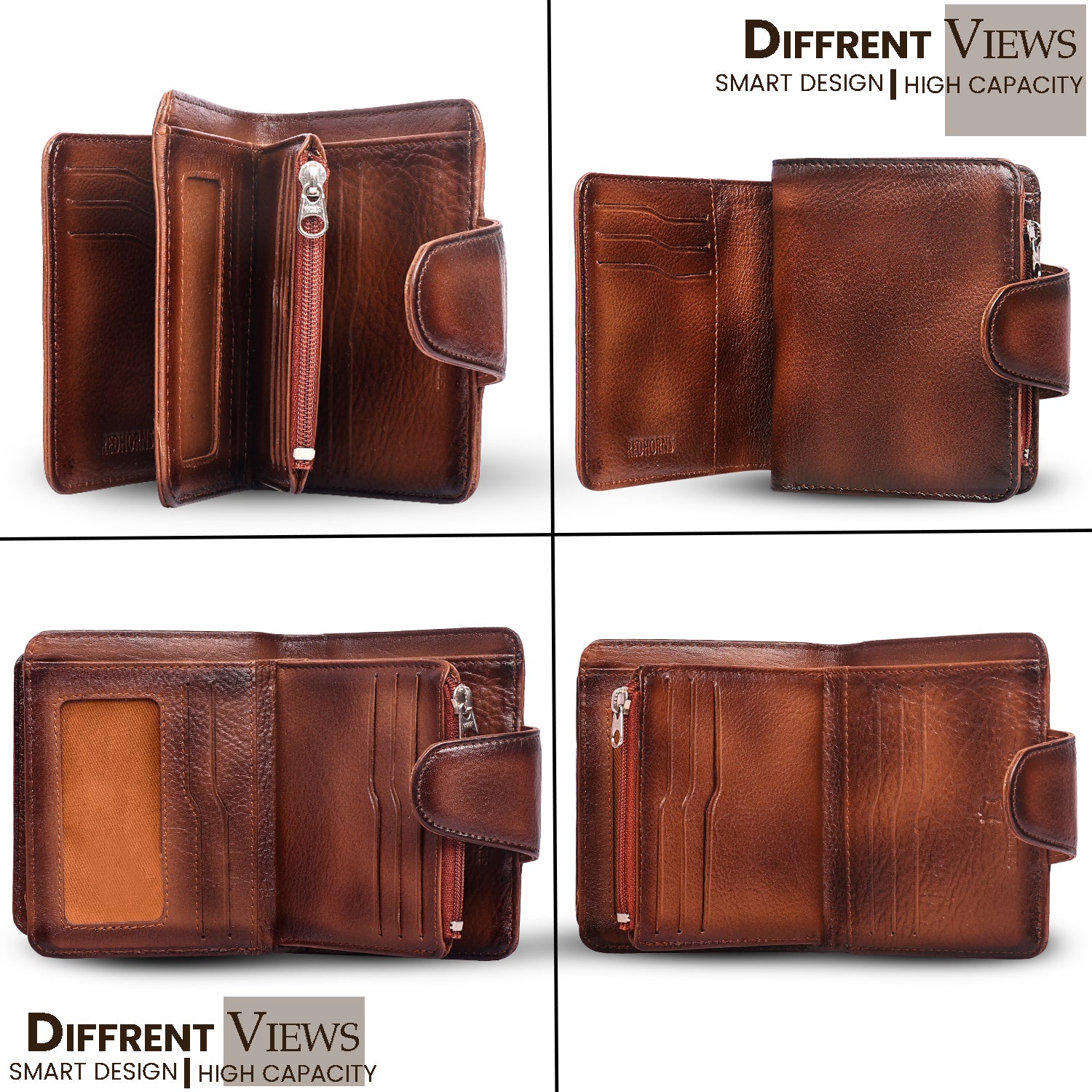 Rfid protected men leather wallet#color_brown