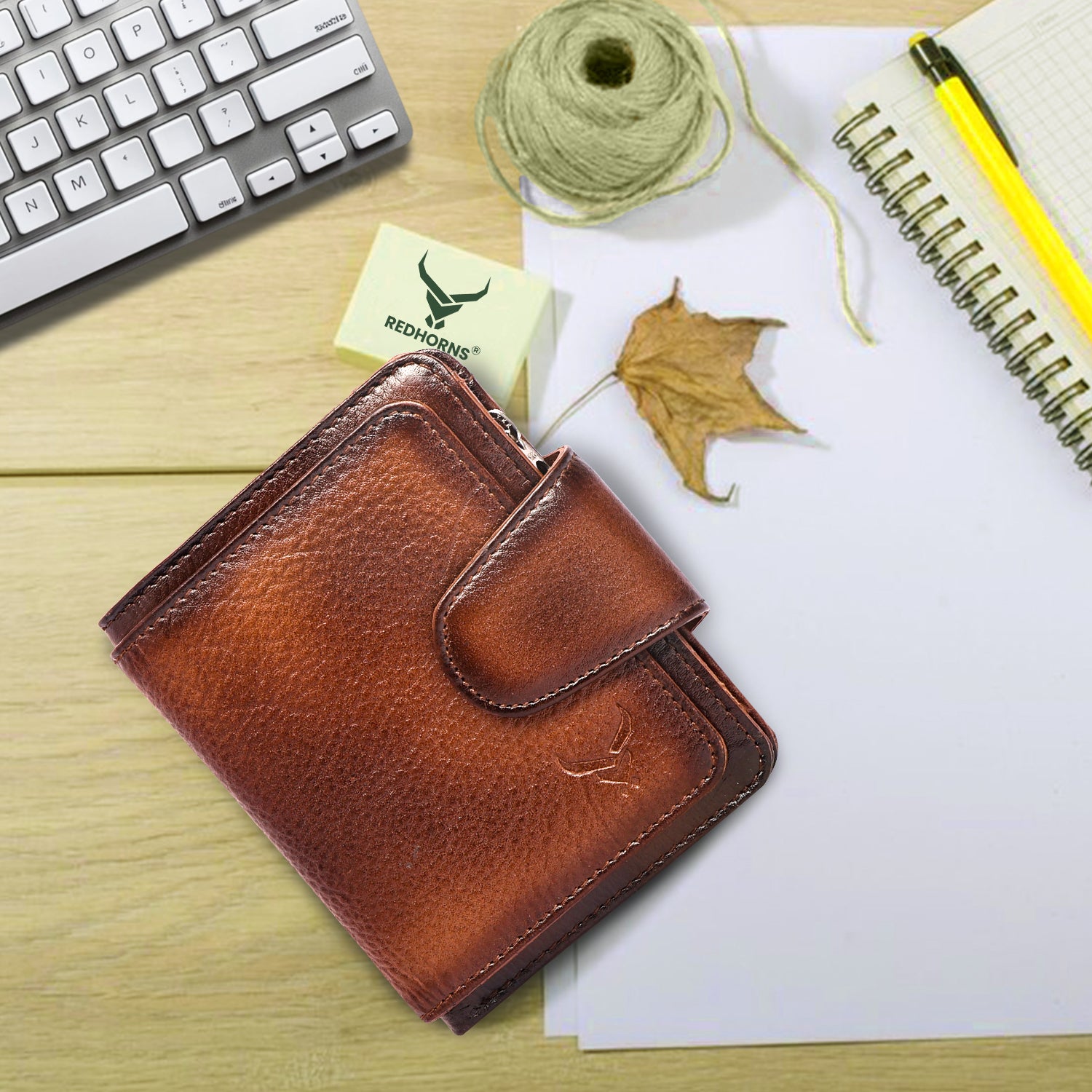 Rfid protected men leather wallet#color_brown