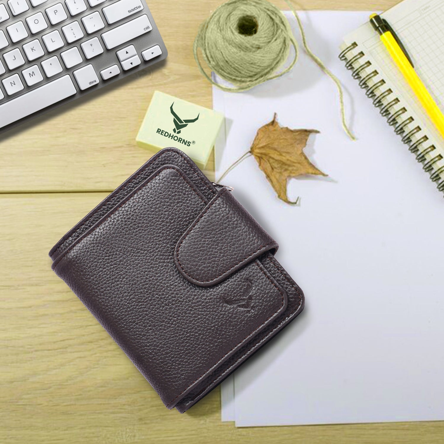 Rfid protected men leather wallet#color_coffee-brown