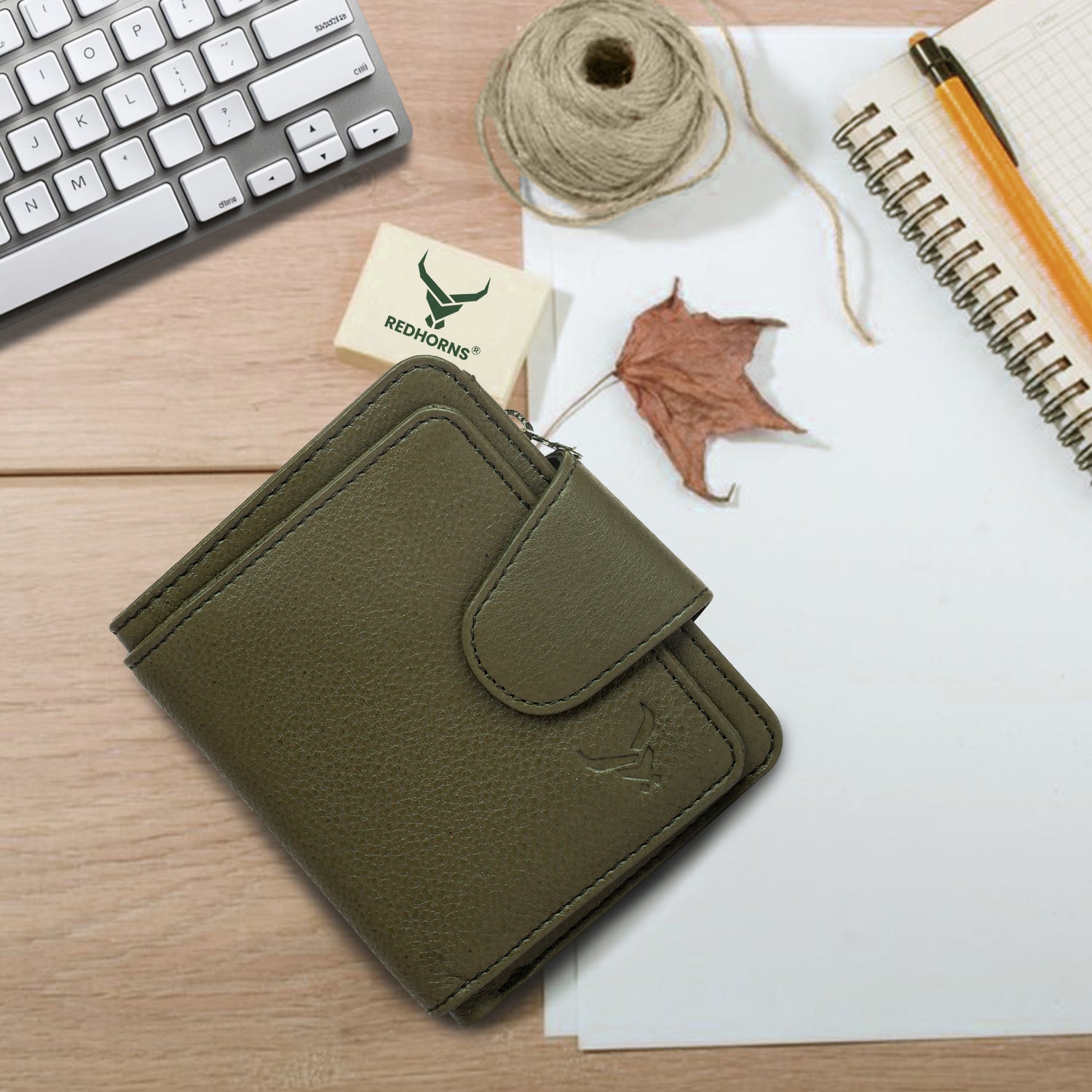 Rfid protected men leather wallet#color_green