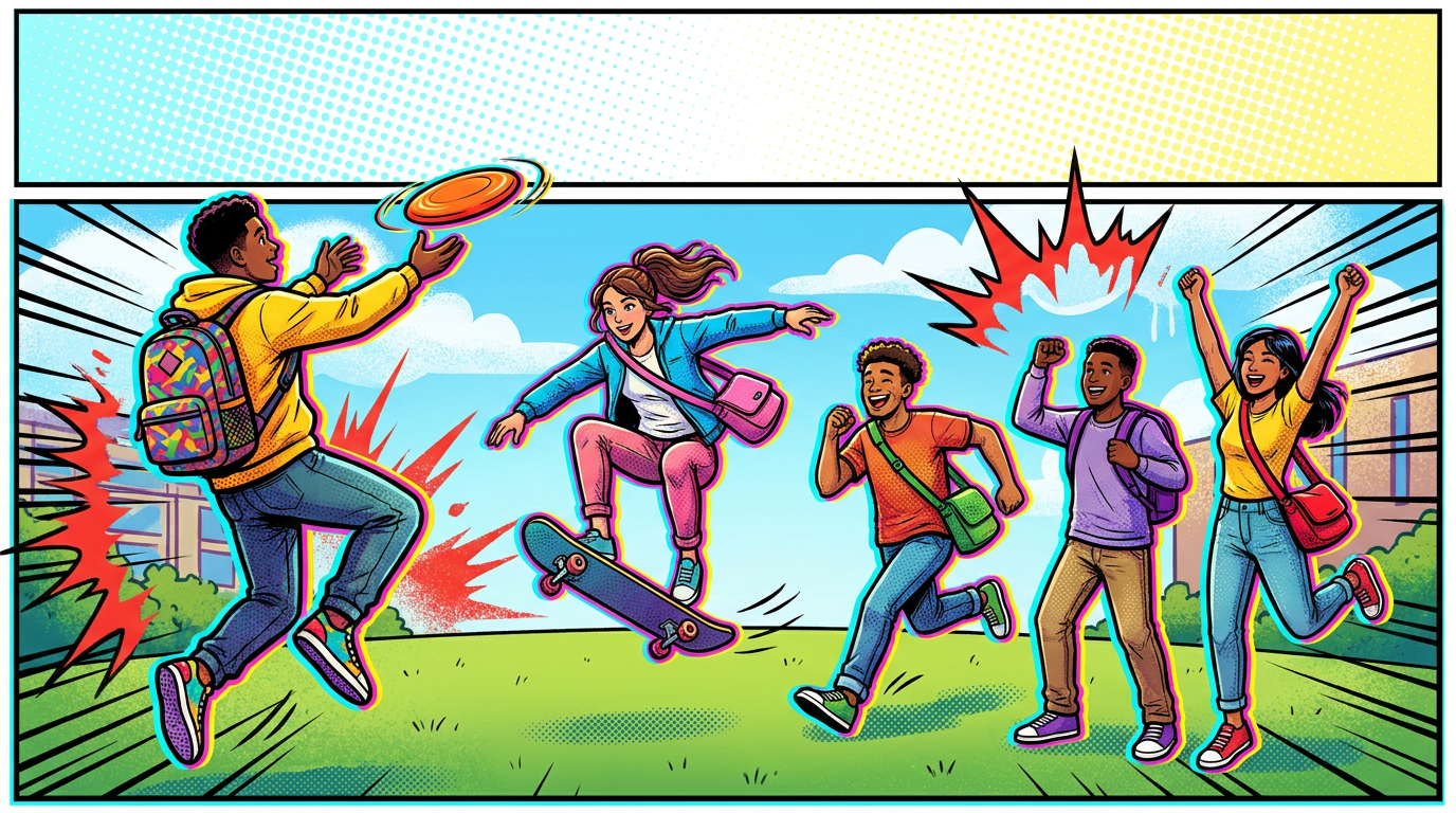 College friends comic style banner