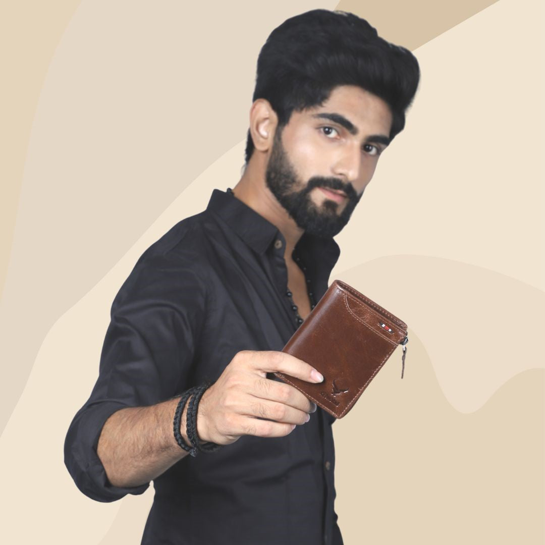 Mens Wallet Brown Color Front Side#color_brown