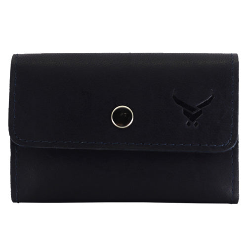 Men's Leather Snap Button Card Holder#color_blue