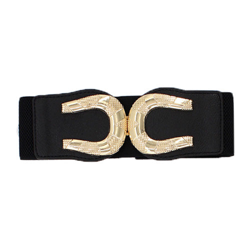 C-shaped Design Elastic Fabric Wide Belt for Women Dresses