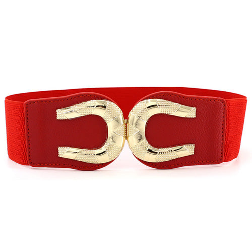 C-shaped Design Elastic Fabric Wide Belt for Women Dresses