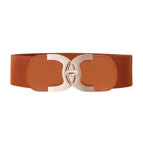 C-Shaped Design Ladies Elastic Belt brown#color_brown