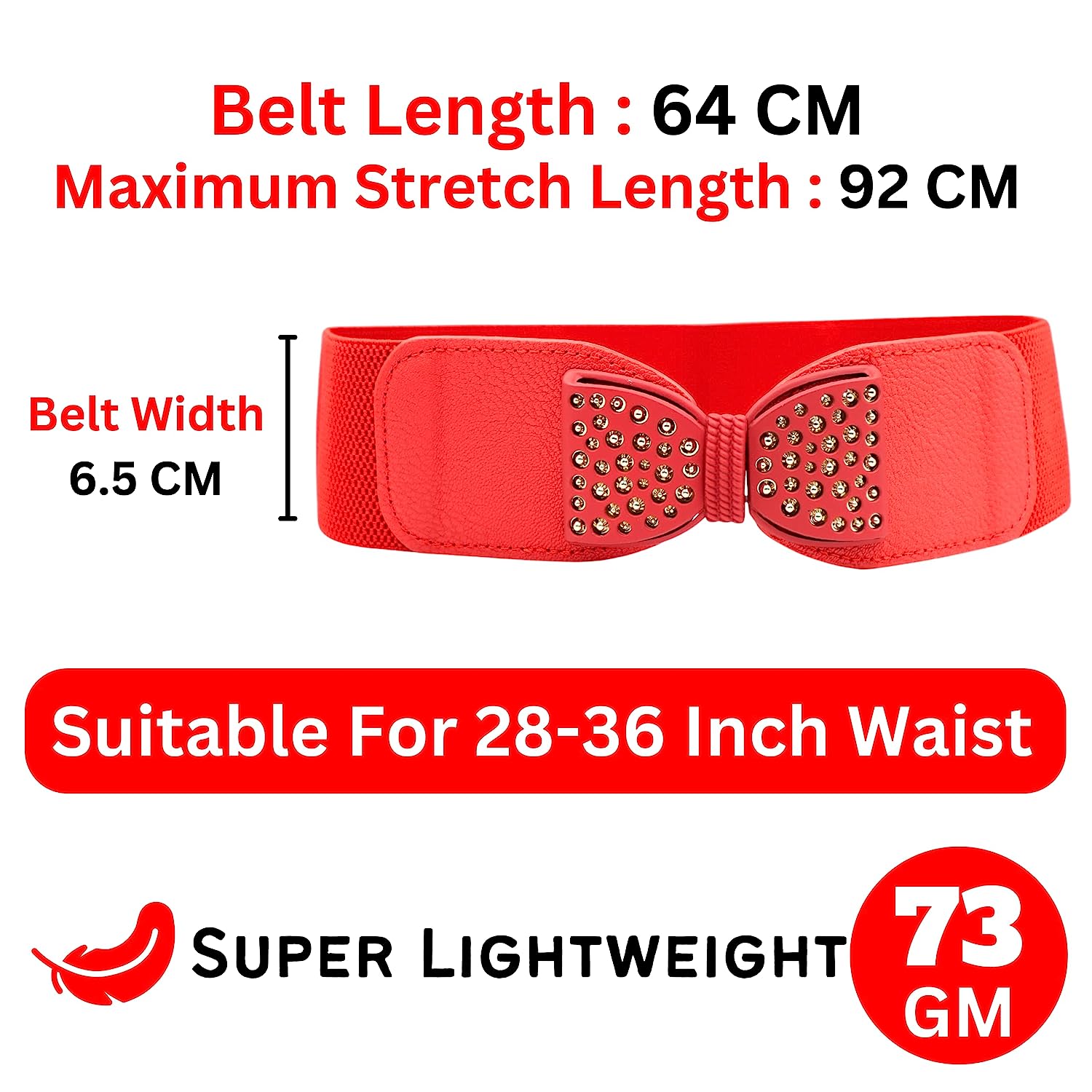 Redhorns Elastic Ladies Wide Belt#color_red