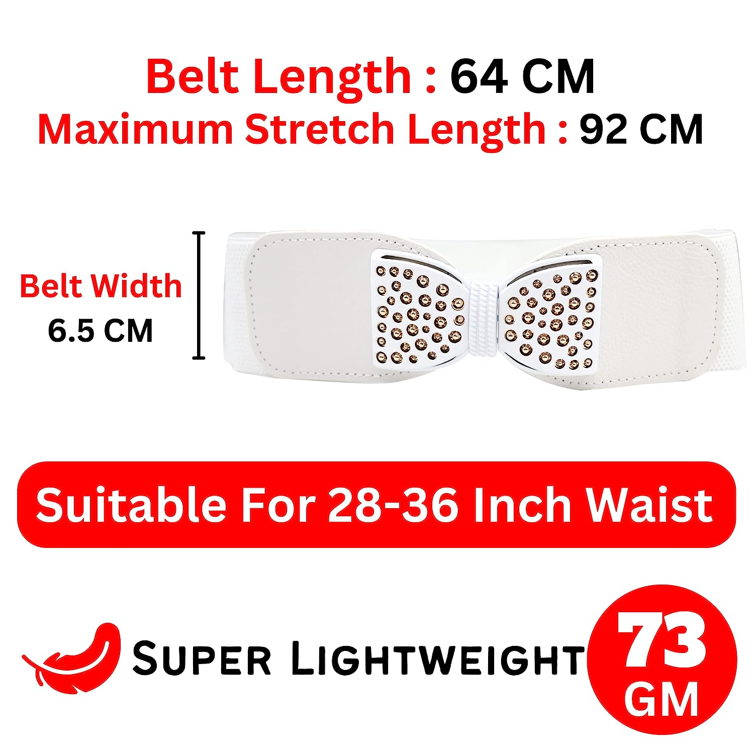 Redhorns Elastic Ladies Wide Belt#color_white