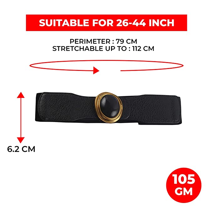 Redhorns Elastic Ladies Wide Corset Belt#color_black