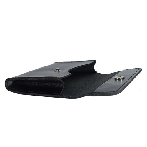 Men's Leather Snap Button Card Holder#color_black