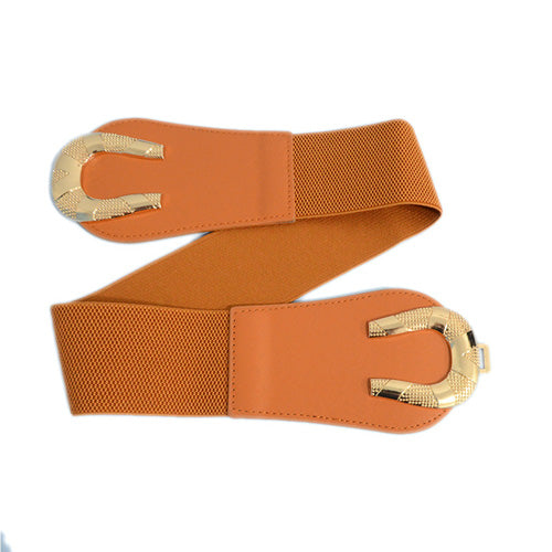 C-shaped Design Elastic Fabric Wide Belt for Women Dresses