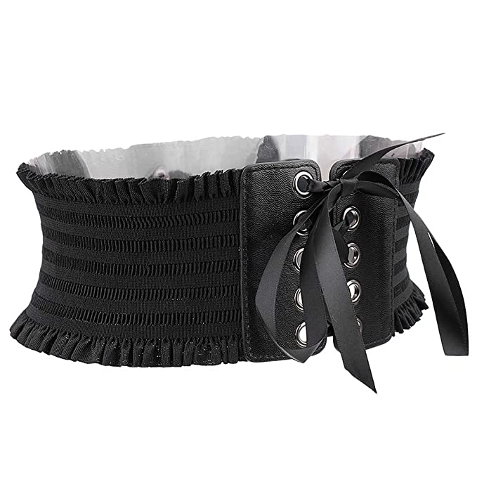 Redhorns Elastic Ladies Wide Corset Belt#color_black