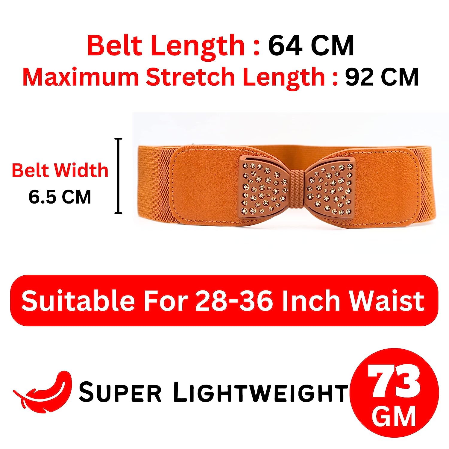 Redhorns Elastic Ladies Wide Belt#color_tan