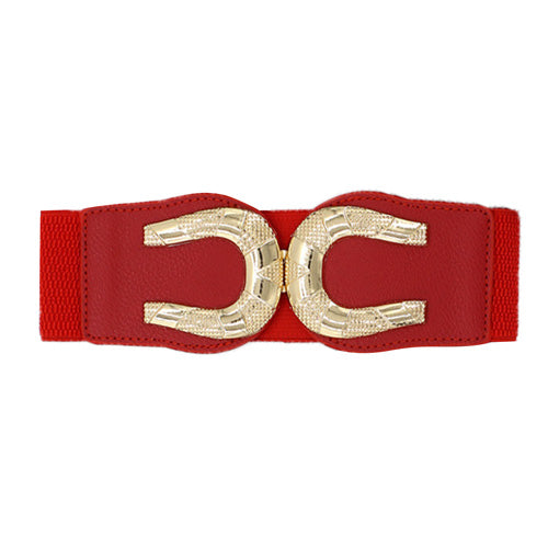 C-shaped Design Elastic Fabric Wide Belt for Women Dresses