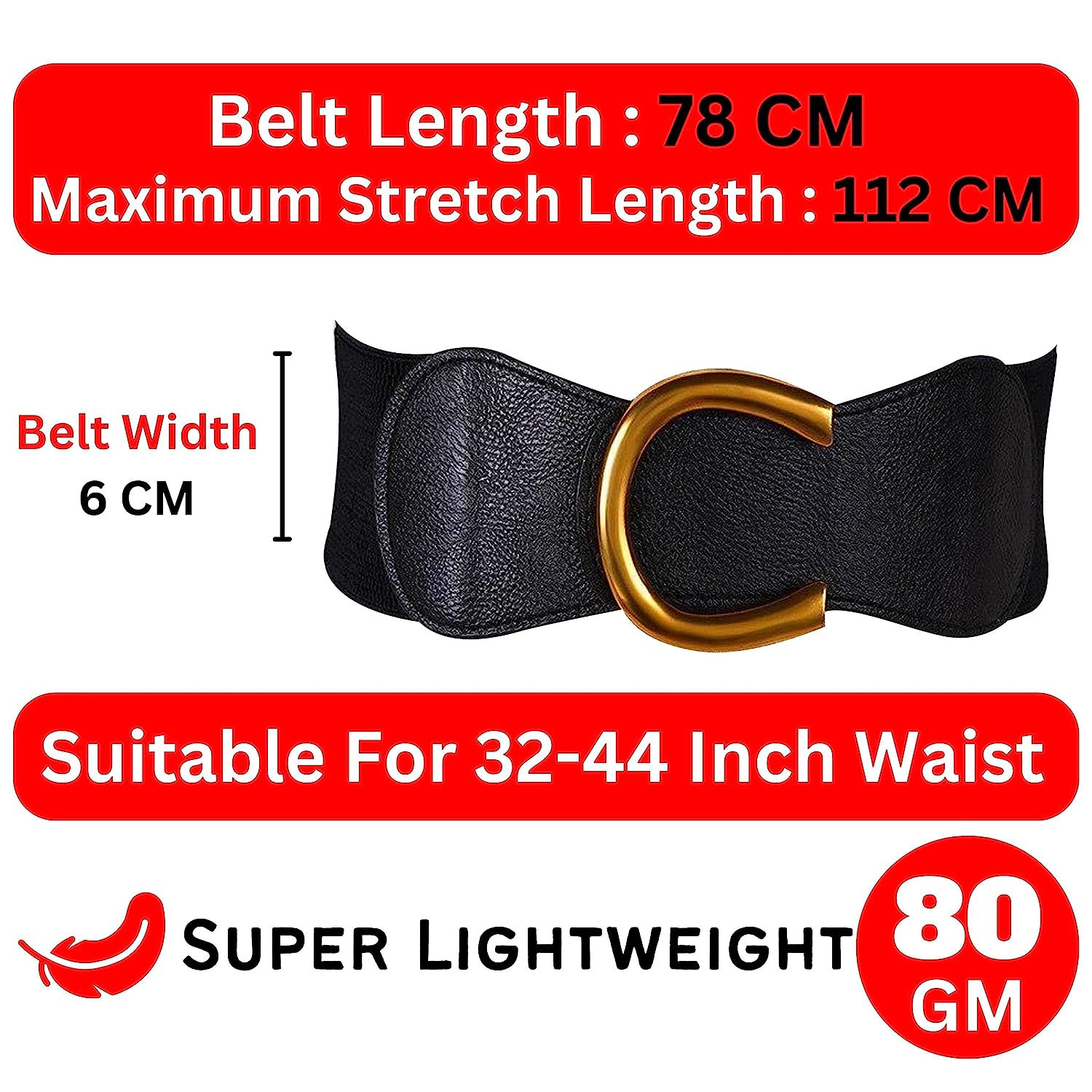 Redhorns Elastic Ladies Wide Belt#color_black