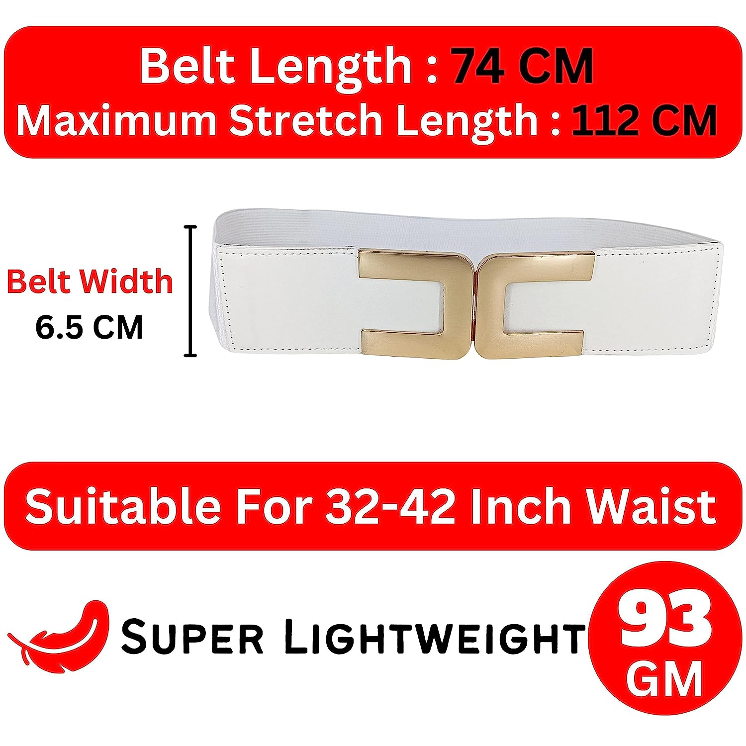 Redhorns Elastic Ladies Wide Belt#color_white