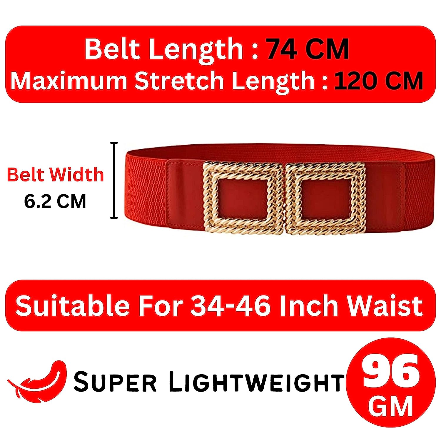 Redhorns Elastic Ladies Wide Belt#color_red