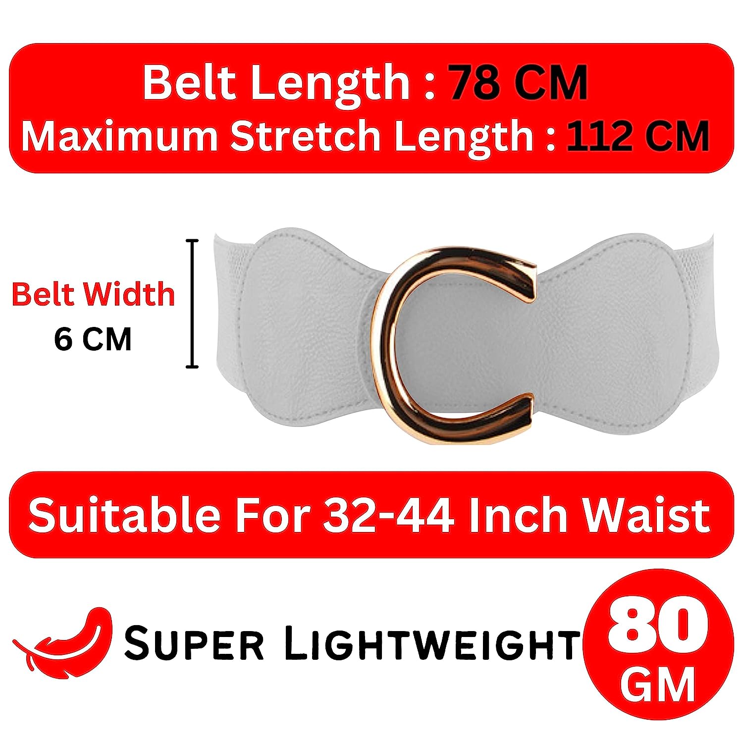 Redhorns Elastic Ladies Wide Belt#color_white