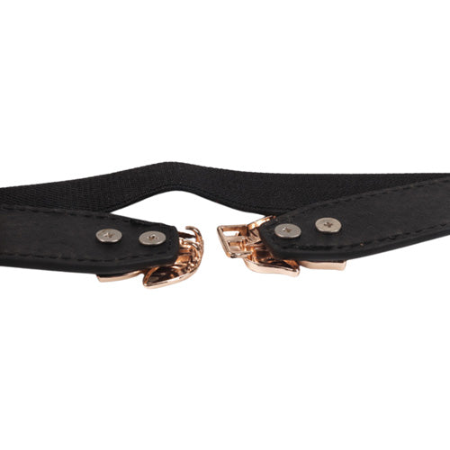 Leaf Design Ladies Elastic Belt#color_black