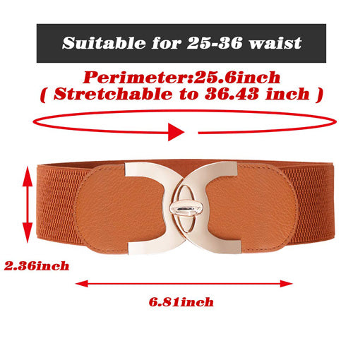 C-Shaped Design Ladies Elastic Belt brown#color_brown
