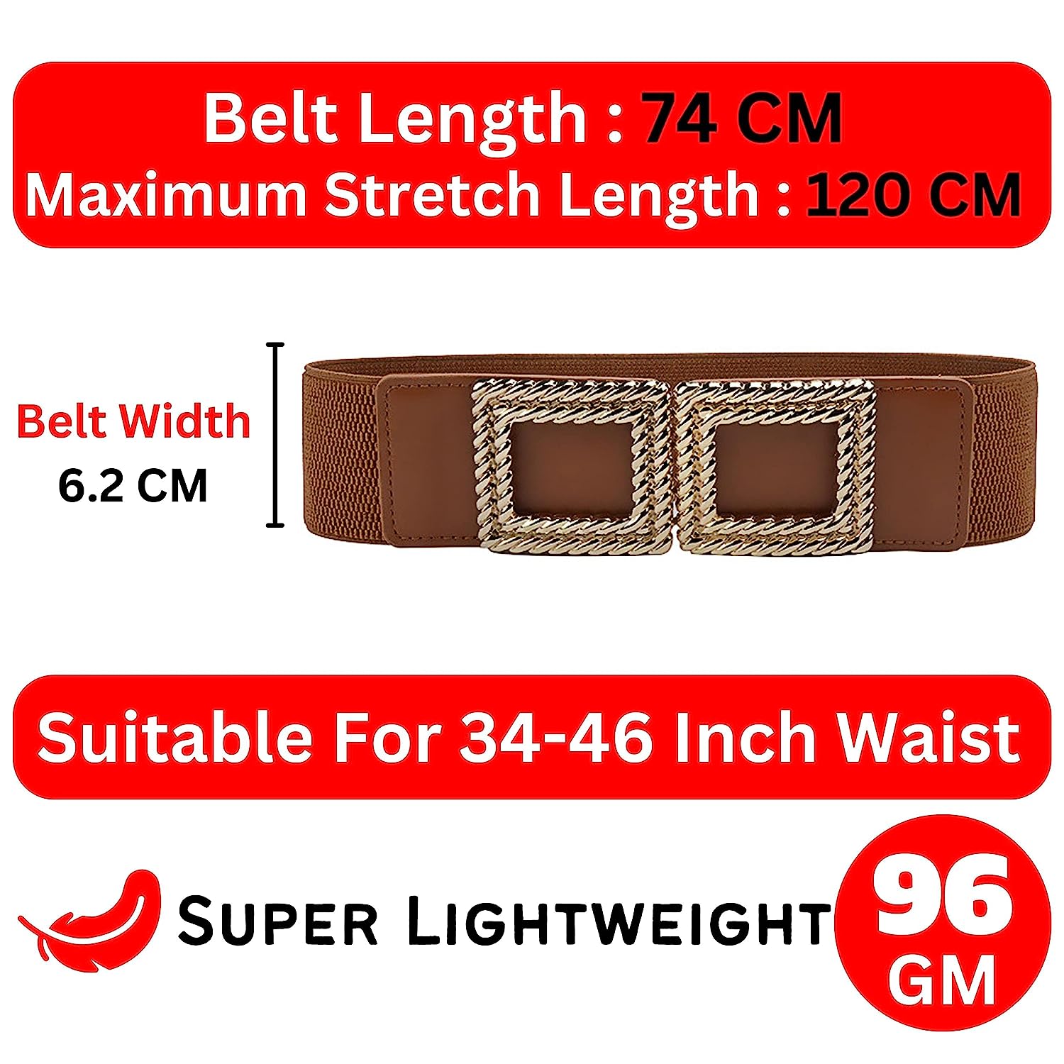 Redhorns Elastic Ladies Wide Belt#color_tan