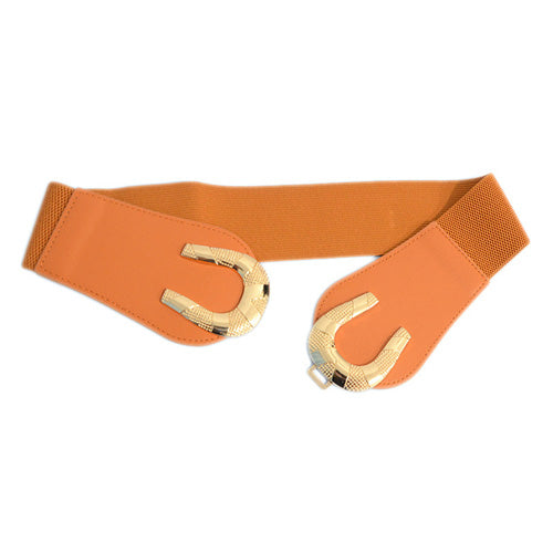 C-shaped Design Elastic Fabric Wide Belt for Women Dresses