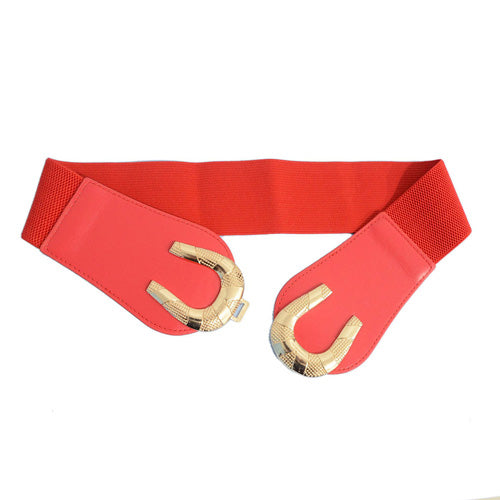 C-shaped Design Elastic Fabric Wide Belt for Women Dresses