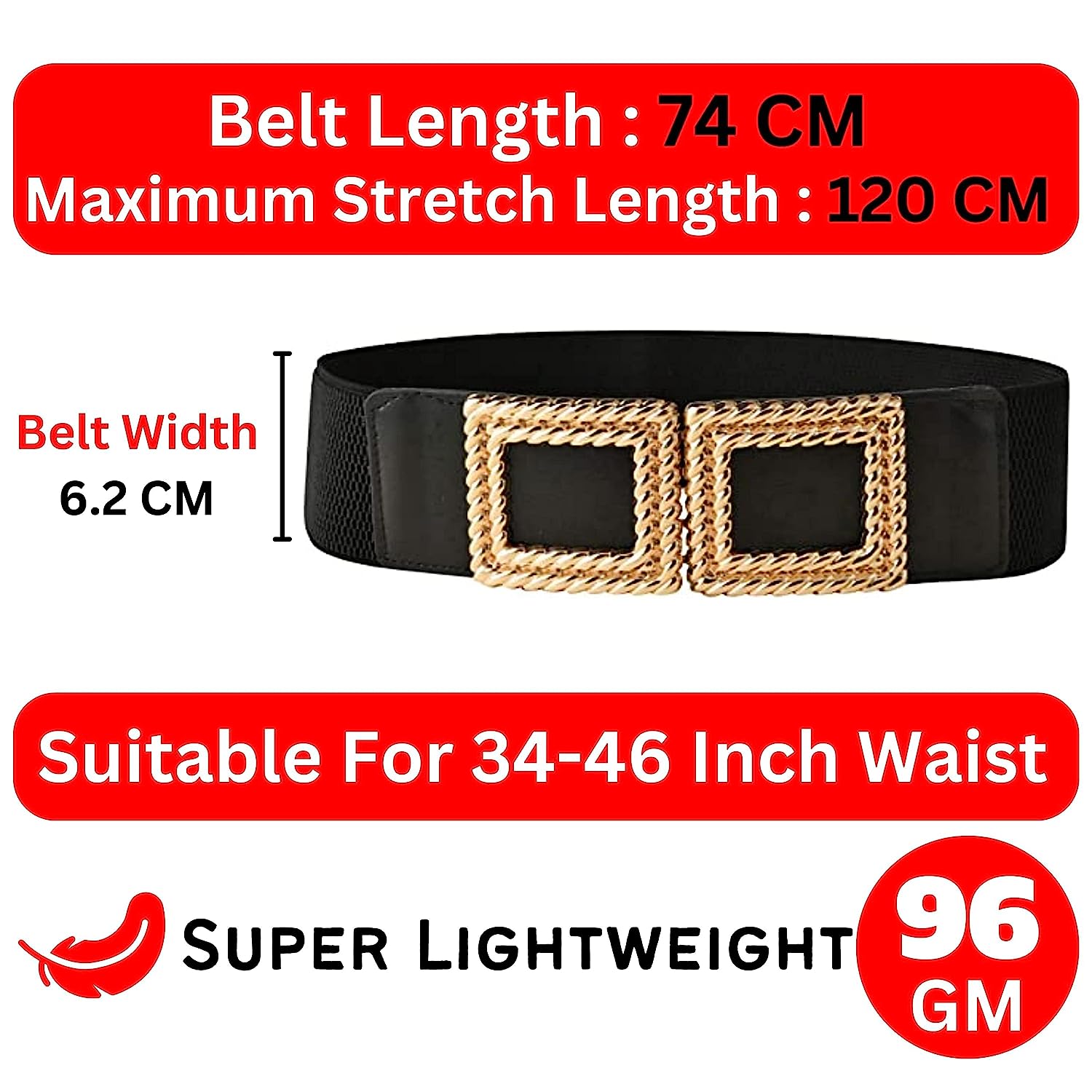 Redhorns Elastic Ladies Wide Belt#color_black