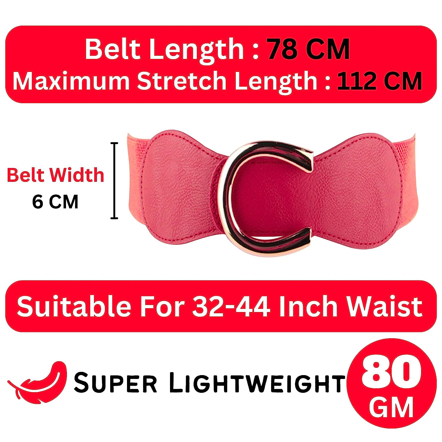 Redhorns Elastic Ladies Wide Belt#color_red