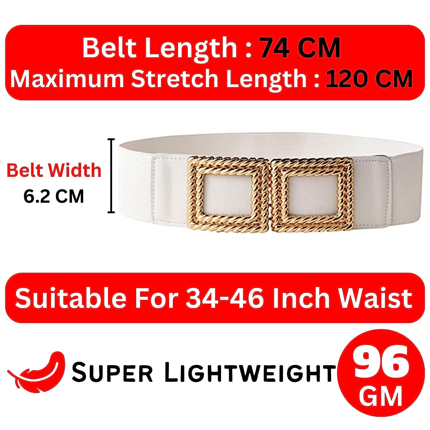 Redhorns Elastic Ladies Wide Belt#color_white