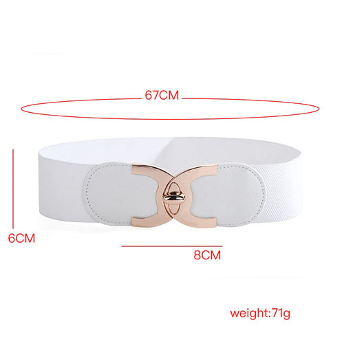 C-Shaped Design Ladies Elastic Belt white#color_white