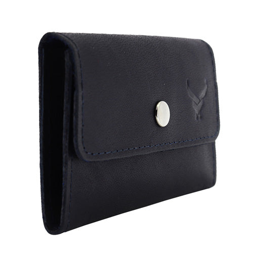Men's Leather Snap Button Card Holder#color_blue