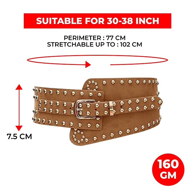 Redhorns Elastic Ladies Wide Belt#color_brown