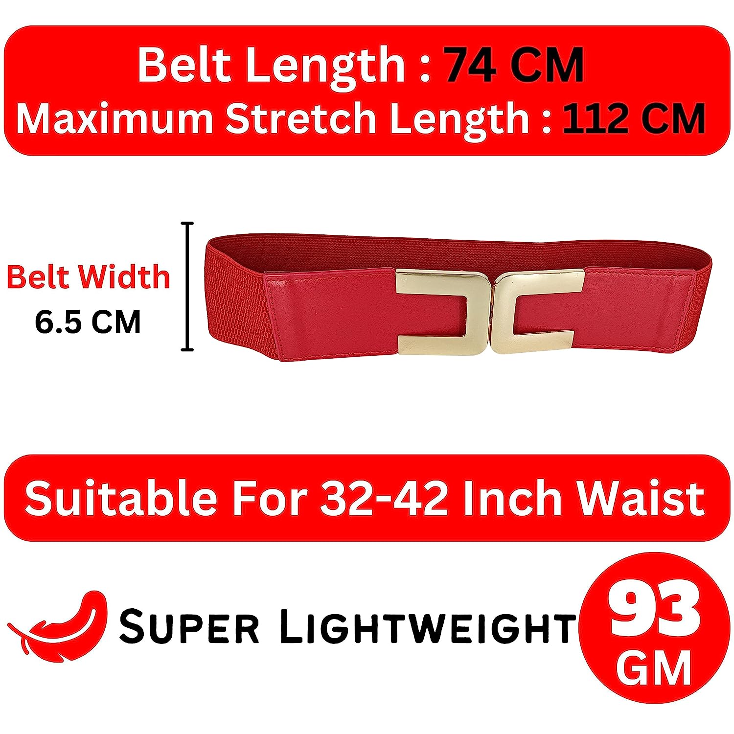 Redhorns Elastic Ladies Wide Belt#color_red